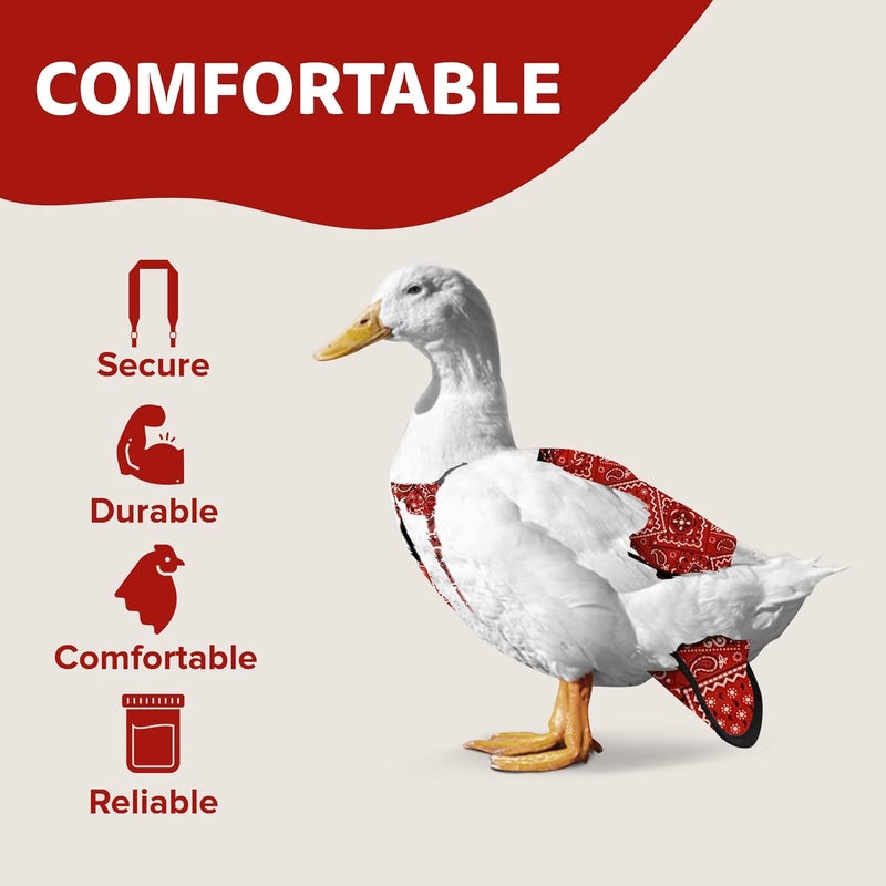 Holster Hen Wrap-Around Duck Diaper with Removable Liner & Adjustable Tab – Pekin Duck Diapers for Pet Ducks,Bird Diaper, Duck Accessories – Durable, Secure Fit, Easy-to-Wear - Made in USA-Red Bandana - Image 4